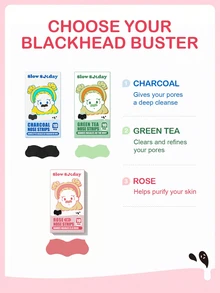 SlowSunday Rose Blackhead Remover Pore Strips, Deep Cleansing Nose Strips, Pore Unclogging, Oil Control, 10 Pcs, Ideal For Party, Suitable For Summer & Autumn, Halloween - Pink - View 6