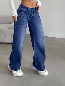 EURMUSE LOW RISE STRAIGHT CYT WOMEN BLUE JEANS , Petite Women - Dark Wash - View 4