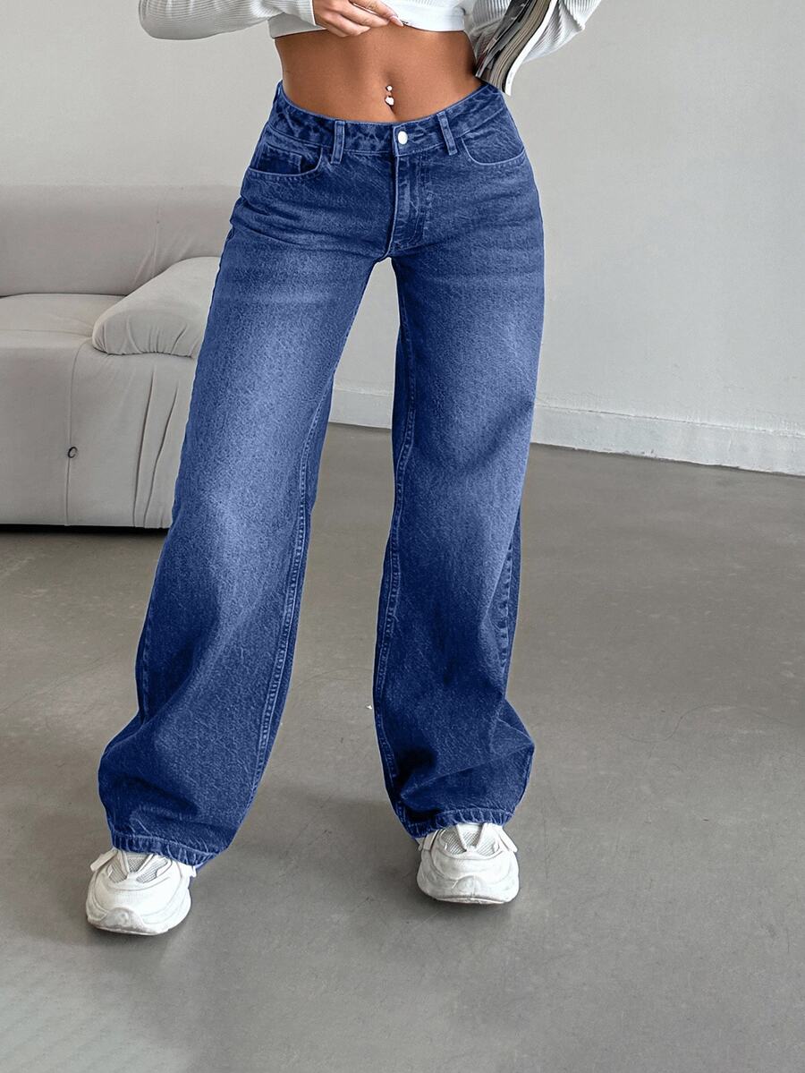 EURMUSE LOW RISE STRAIGHT CYT WOMEN BLUE JEANS , Petite Women