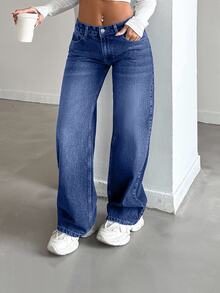 EURMUSE LOW RISE STRAIGHT CYT WOMEN BLUE JEANS , Petite Women - Dark Wash - View 7
