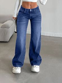 EURMUSE LOW RISE STRAIGHT CYT WOMEN BLUE JEANS , Petite Women - Dark Wash - View 5