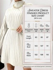 SHEIN Autumn/Winter Casual Solid Color High Neck Knit Dress - White - View 9