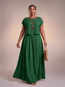 Zivah 秋冬新品/女士秋季服装/万圣节/秋季/冬季女士服装/大码秋季服装/复活节/西部风/海滩风/波西米亚风/波西米亚风女装/女士节日服装/锐舞派对/复活节女装/老钱风女装/乡村音乐会服装/外出服装/仙女风/节日服装/机场 - 墨綠色 - 查看 2