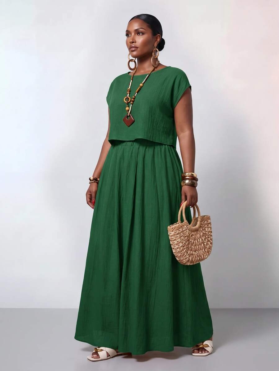 Zivah 秋冬新品/女士秋季服装/万圣节/秋季/冬季女士服装/大码秋季服装/复活节/西部风/海滩风/波西米亚风/波西米亚风女装/女士节日服装/锐舞派对/复活节女装/老钱风女装/乡村音乐会服装/外出服装/仙女风/节日服装/机场 - 墨綠色 - 查看 1