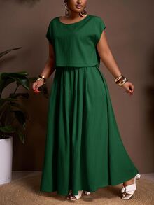 Zivah 秋冬新品/女士秋季服装/万圣节/秋季/冬季女士服装/大码秋季服装/复活节/西部风/海滩风/波西米亚风/波西米亚风女装/女士节日服装/锐舞派对/复活节女装/老钱风女装/乡村音乐会服装/外出服装/仙女风/节日服装/机场 - 墨綠色 - 查看 5