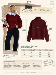 EURMUSE Casual Solid Color Raglan Sleeve Sweater, Autumn/Winter - Rose Red - View 8