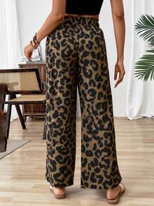 Calvaya Leopard Print Wide Leg Pants, Fashionable For Summer Fall Cloth For Women - Multicolor - View 2
