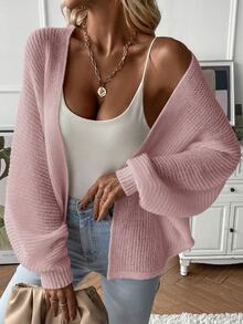 Calvaya Casual Solid Color Batwing Sleeve Cardigan Fall Winter Cloth For Women - Pink - View 3
