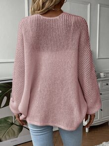 Calvaya Casual Solid Color Batwing Sleeve Cardigan Fall Winter Cloth For Women - Pink - View 2