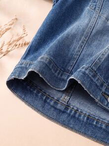 EMERY ROSE EMERY ROSE Plus Size Women's Single-Breasted Casual Traditional Denim Top For Daily Wear Autumn Formal Brunch Blue Light Beach - Blue - View 6