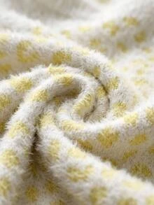 EURMUSE Moher Yarn Pullover Leopard Pattern Pullover Fall Winter - Light Yellow - View 2