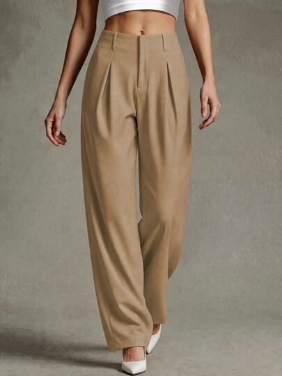 Calvaya Ladies' Solid Color Simple Daily Long Pants Fall Cloth For Women