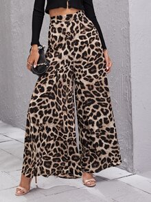 Calvaya High Waist Leopard Wide Leg Pants Fall Cloth For Women - Multicolor - View 6