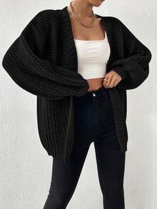 Calvaya Open Front Drop Shoulder Cardigan,Long Sleeve Tops Fall Winter Cloth For Women - Black - View 8