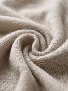 EURMUSE Beiger Basic-Strickpullover mit tiefem V-Ausschnitt, gebürsteter Oberfläche mit weichem Shardon-Finish, entspannter Silhouette und langen Ärmeln, lässige Alltagskleidung für Zuhause im Herbst - Beige - Übersicht 8