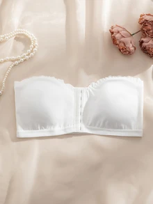 Wedaily 2pcs Women's Multicolor Bras, Front Closure Wave Trim Push-Up Removable Padded Underwire Bras - Multicolor - View 5
