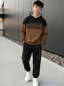 Teen Boys Casual Comfortable Long Sleeve Hoodie And Pants - Multicolor - View 4