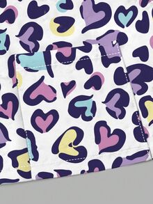 PopScrub Allover White Heart Print Scrub Jacket Autumn Fashion Cardigan With Ear-Loop Design Women's Nurse Scrub Top Suitable For Hospital Clinic Maid Nursing - Multicolor - View 4