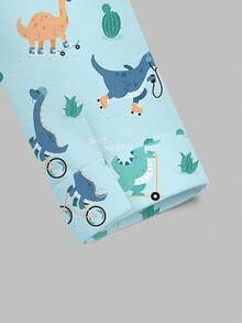 PopScrub Cute Cartoon Blue Dinosaur Print Women's /Nursing Scrub Uniform Jacket - Multicolor - View 3