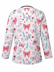 PopScrub Women All-Over Print Long Sleeve Uniform Jacket, Scrub Outerwear, Spring/Autumn - Multicolor - View 2