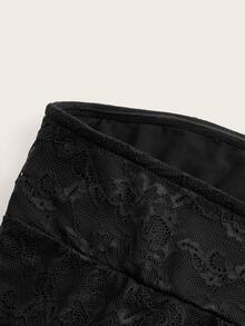 Sweetina Women Lace Contrast Drawstring Asymmetrical Hem Cropped Camisole Top - Black - View 5