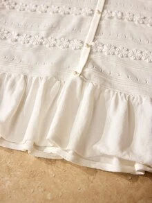 MOTF PREMIUM WOMEN'S FLORAL APPLIQUE SLEEVELESS RUFFLE HEM FITTED SWEATER DRESS - White - View 9