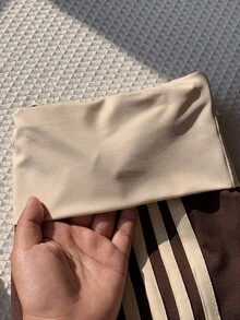 Comfortcana بنطلون طويل كاجوال عصري للنساء بتصميم ألوان متباينة وخطوط ورقعات للارتداء اليومي - قهوة بني - مشاهدة 8