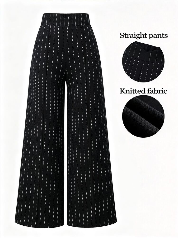 DrmWander Women's Plus Size High Waist Wide Leg Suit Pants, Elastic Back Waist Dressy Loose Long Pants For Evening Outfit,Dressy Loose Fit Flowy Long Pants - Multicolor - View 5