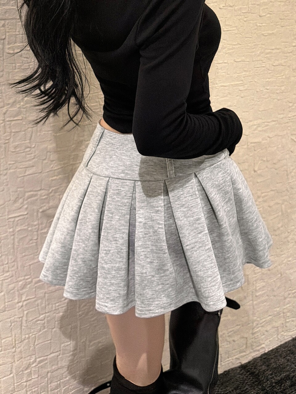 Women's Solid Color Side Zipper Casual Pleated Skirt Fall