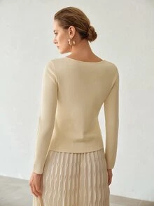 MOTF PREMIUM WOMEN'S SUN BUTTON LONG SLEEVE CARDIGAN - Apricot - View 3