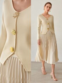 MOTF PREMIUM WOMEN'S SUN BUTTON LONG SLEEVE CARDIGAN - Apricot - View 7