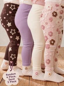 SHEIN Baby Girl 3pcs Floral Print Leggings - White - View 1