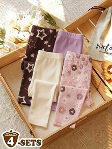 SHEIN Baby Girl 3pcs Floral Print Leggings - White - View 2