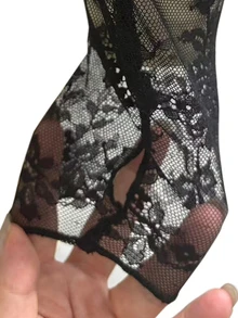 Wildy BOHO Sexy Summer Black Floral Mesh Sheer Lace Country Western Music Festival Blouse For Women Concert Night Out Hippie Rave - Black - View 10
