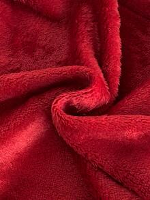 SHEIN Playful Pals 2pcs Infant Boys Fleece Romper Jumpsuit Cute Red Reindeer Fuzzy Plush Patch Long Sleeve Round Neck Thick Christmas Party Winter Fall Holiday Rib Snap - Red - View 9