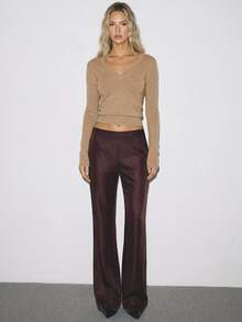ATUI Studio Autumn Casual Versatile Solid Color Slim Fit Sweater Brunch Beige - Multicolor - View 2