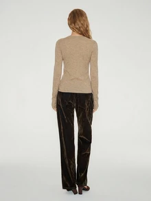 ATUI Studio Autumn Casual Versatile Solid Color Slim Fit Sweater Brunch Beige - Multicolor - View 5