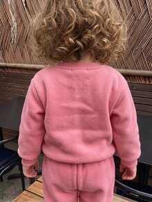 Souflis Souflis 4件組幼女套裝，可愛甜美粉白熊貼布，毛絨羅紋長袖圓領加厚套頭衫與長褲，適合生日派對、冬季與秋季穿著 - 彩色 - 查看 6