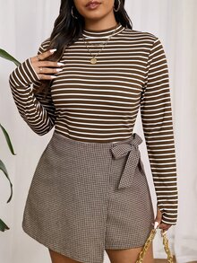 Lounesse 法式休閒軟挺修身純色立領長袖T恤 棕色打底衫 早午餐 正式場合 辦公室 秋季 - 彩色 - 查看 7