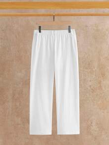 COMVAIL Men's Plus Size Casual Versatile Solid Color Pants, Baggy, Big And Tall Wide Leg Pants - White - View 3