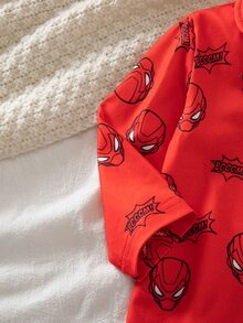 SHEIN Autumn/Winter Thin Knit Milk Silk Double-Brushed Flame-Retardant Fabric Baby Boy Hot-Selling Digital Print Pattern Top And Bottom Set, Button-Front Long Sleeve Long Pants 2-Piece Pajamas Loungewear - Multicolor - View 4