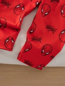 SHEIN Autumn/Winter Thin Knit Milk Silk Double-Brushed Flame-Retardant Fabric Baby Boy Hot-Selling Digital Print Pattern Top And Bottom Set, Button-Front Long Sleeve Long Pants 2-Piece Pajamas Loungewear - Multicolor - View 6
