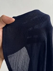 SHEIN Swim Curve 大尺碼缺口領無袖罩衫，適合度假與休閒穿著 - 藏蓝色 - 查看 4