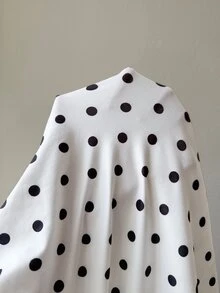 Serisse Women's French Style Vacation Lace Patchwork Polka Dot Print Dress - Black and White - View 9