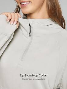 GLOWMODE Modal Silk Touch Oversized Long Sleeve Half-Zip Sweatshirt  Spring Summer - Light Grey - View 3