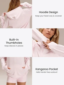 GLOWMODE Modal Silk Touch Oversized Long Sleeve Half-Zip Sweatshirt Valentine's Day - Pink - View 4