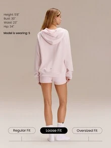 GLOWMODE Modal Silk Touch Oversized Long Sleeve Half-Zip Sweatshirt Valentine's Day - Pink - View 2
