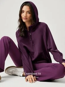 GLOWMODE Sudadera de manga larga con media cremallera de tacto de seda modal, talla grande, primavera verano - cola de cereza - Ver 4