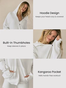 GLOWMODE Modal Silk Touch Oversized Long Sleeve Half-Zip Sweatshirt  Spring Summer - White - View 5