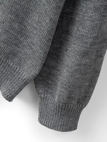 GlowEve CURVE Cardigan Rajut Lengan Panjang Leher Bulat Kancing Bordir Buatan Tangan Warna Kontras Serbaguna Elegan untuk Wanita Ukuran Plus, Motif Bunga Putih untuk Musim Gugur dan Musim Dingin - Grey - View 5